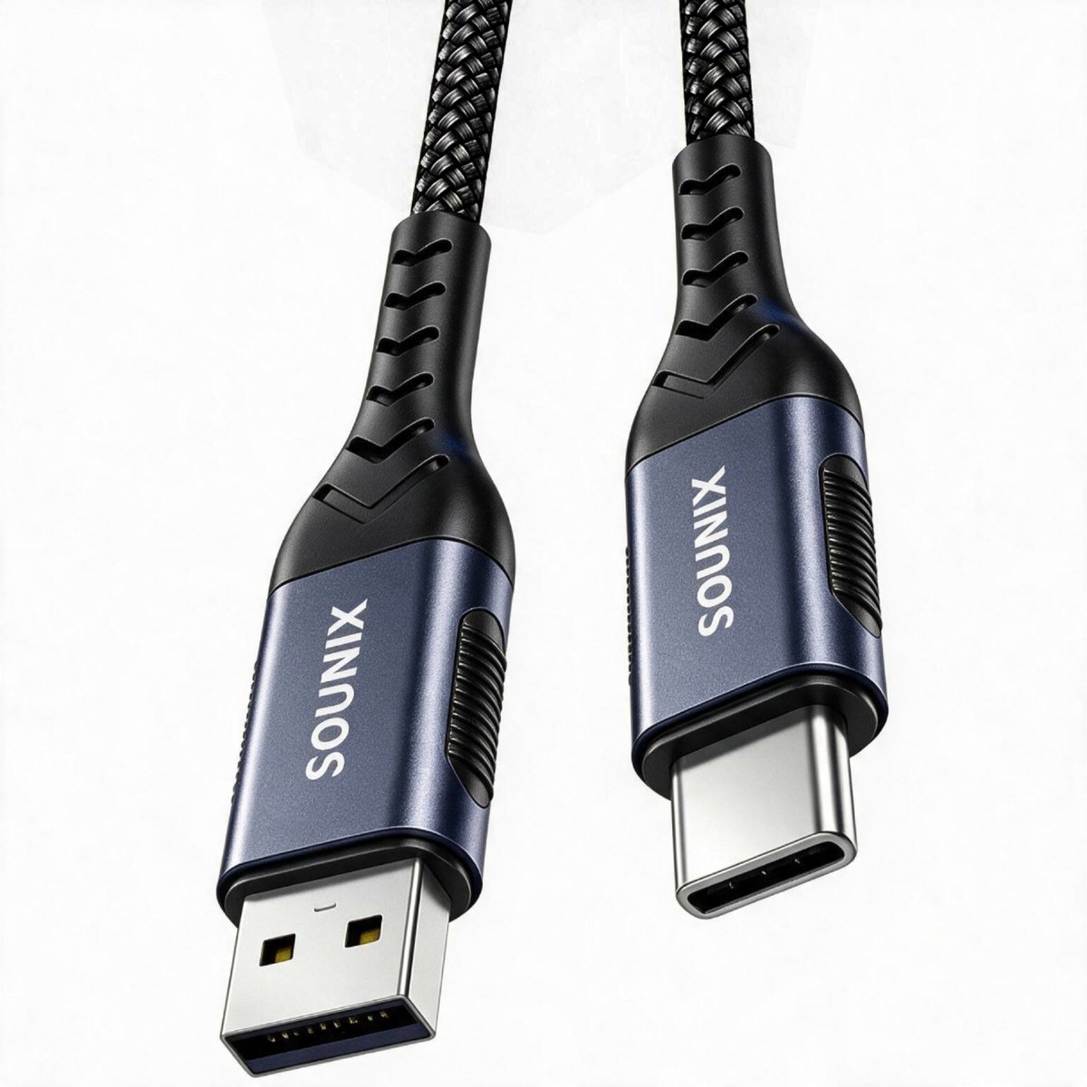 Bol.com Sounix USB C kabel - USB 3.2 kabel - USB kabel - USB naar USB C kabel - 3.2 Gen 2 - 10Gbps - 2 Meter - Nylon - Zwart aanbieding