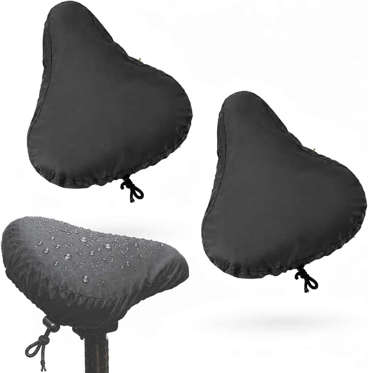 Zadeldekje voor fiets - Zwart - Elastisch en Waterdicht - Set van 2 Universele Fietszadelhoezen