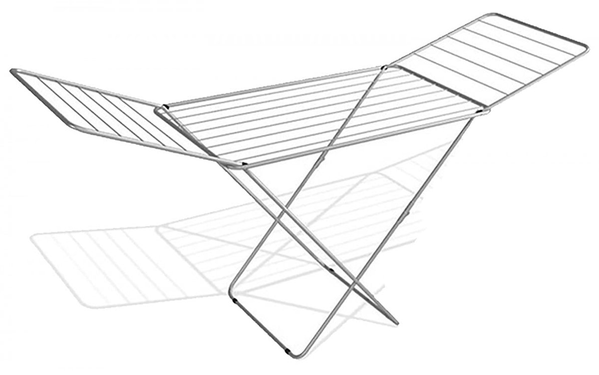 Famanu – Droogrek voor de vloer, met antislip voeten, ruimte om te drogen, 18 m, metaal, voor binnenruimtes, staal, 180 x 55 x 93 cm, 2,55 kg
