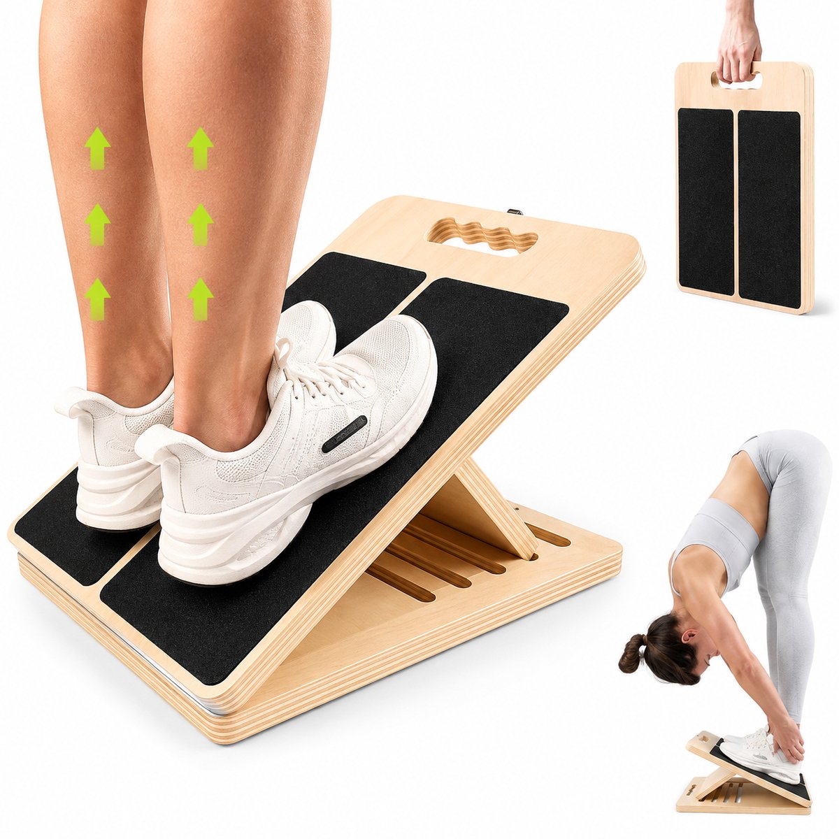 BOTC Slant Board - Stretch Board Verstelbaar - Antislip - 5 Standen - Incline Board voor Calf Stretch, Squats & Revalidatie - Zwart