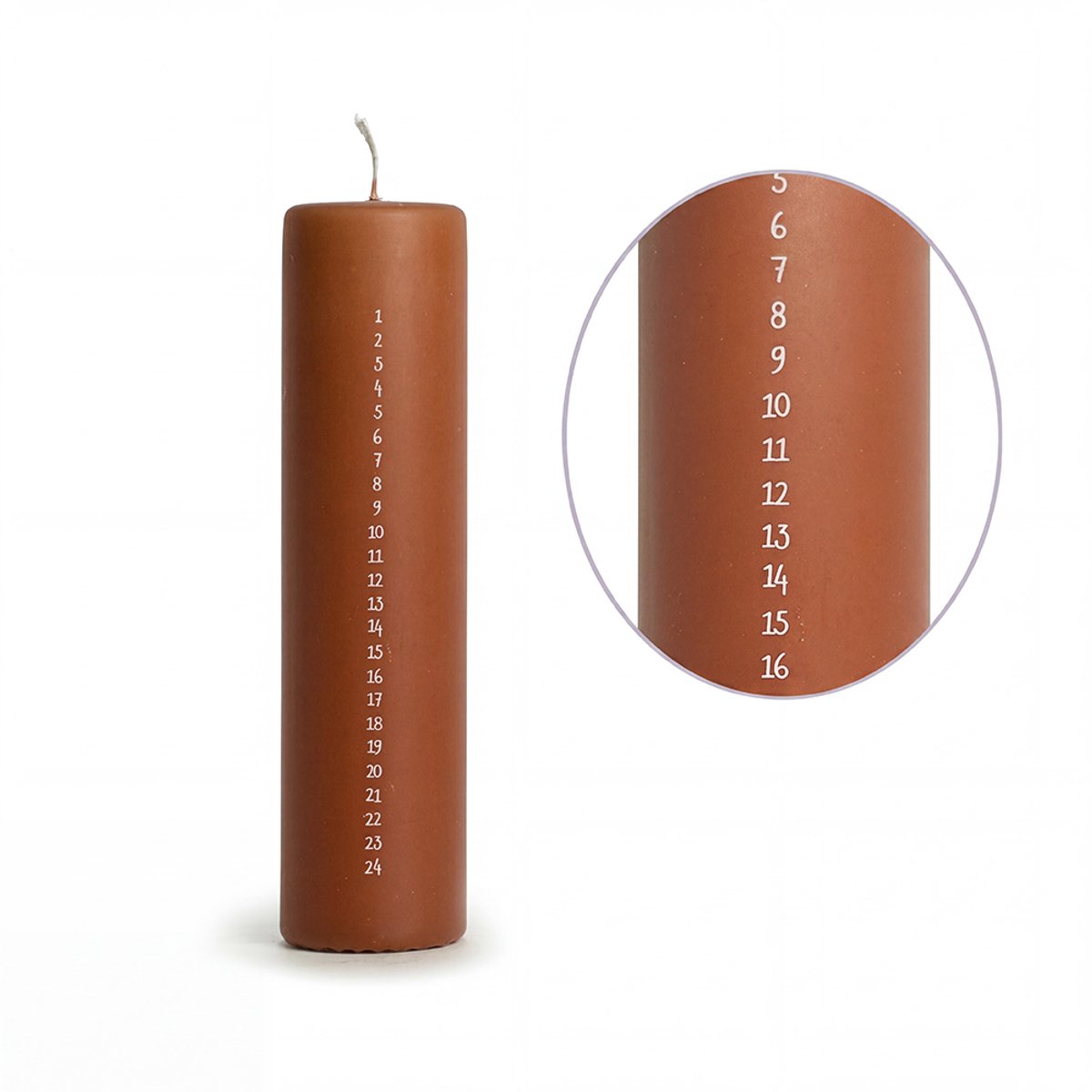 Rustik Lys Adventkaars Pilaar – Chestnut – Ø 5 x 20 cm – 50 Branduren – 6 Stuks