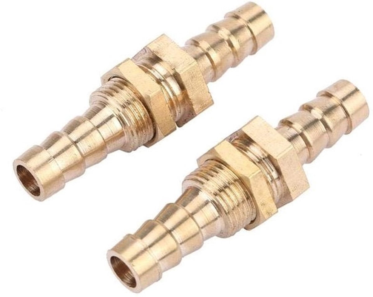 Schotfitting Messing - 2 Stuks - Koppelingsconnectoradapter - Pijpfitting - CNC-bewerking - 8 mm - Duurzaam Materiaal