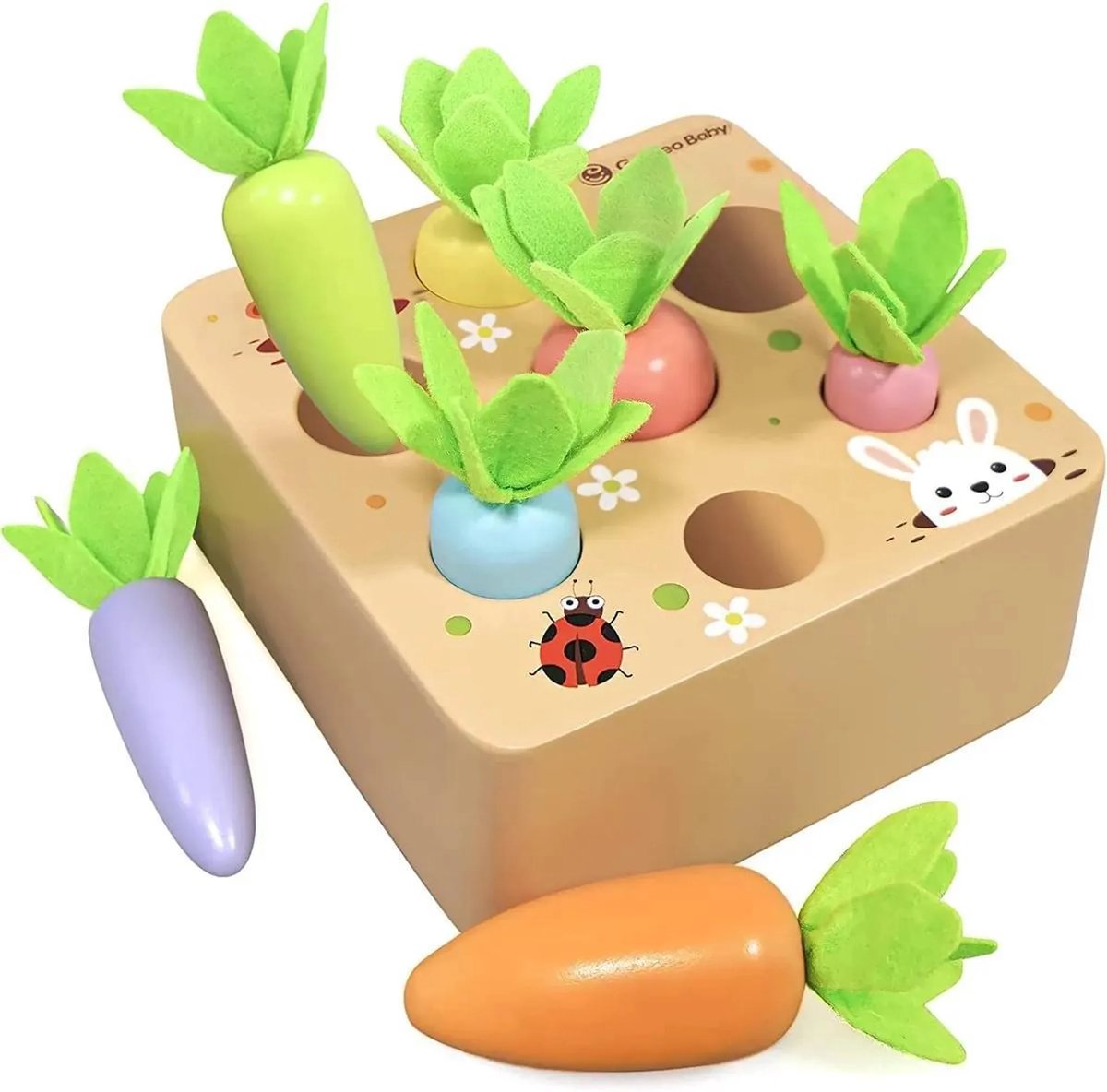 Casalora - Houten Puzzel Speelgoed 1-4 Jaar - Radijs Sorteerspel - Educatief Sensorisch Montessori Speelgoed - Kinderspeelgoed voor Onderweg