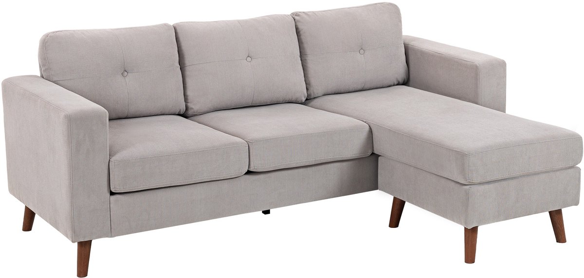 HOMCOM Hoekbank - Corduroy (100% polyester) - 192x137x84cm - Lichtgrijs