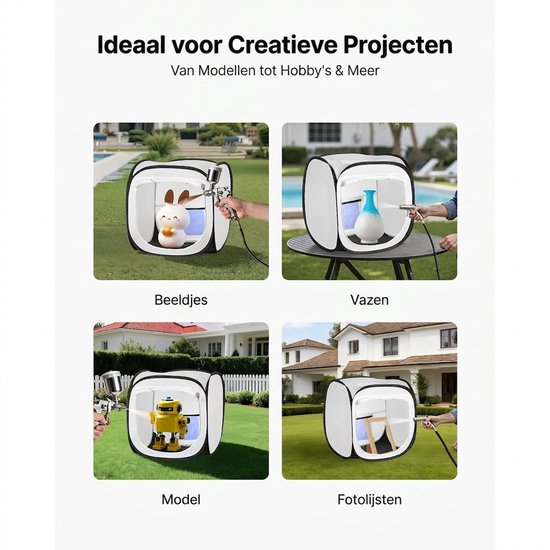 Spuittent - Spuitcabine - Pop-up verftent - Waterbestendig - Met gaasdeur - Opvouwbaar - Voor modelbouw - 40,5x40,5x43cm - 1 stuk — afbeelding 4