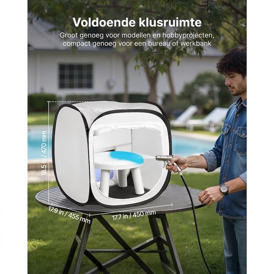 Spuittent - Spuitcabine - Pop-up verftent - Waterbestendig - Met gaasdeur - Opvouwbaar - Voor modelbouw - 40,5x40,5x43cm - 1 stuk — afbeelding 3