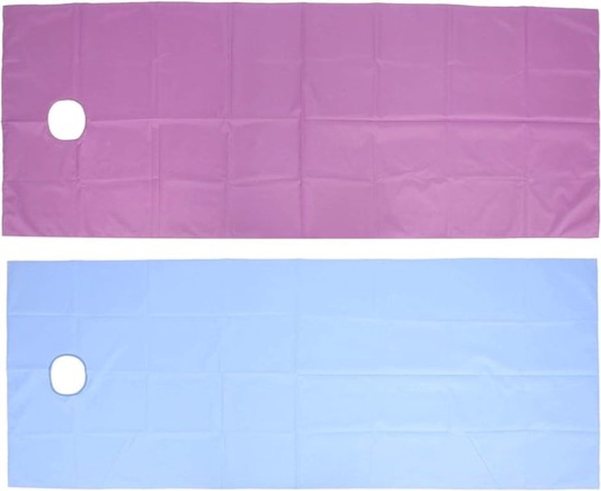 Waterdichte Massagetafel Bed Cover voor Schoonheidssalon en SPA - Beschermende Barrière (75 x 200 cm) - Paars en Blauw - Massage Tafel Laken met Open Gat Type