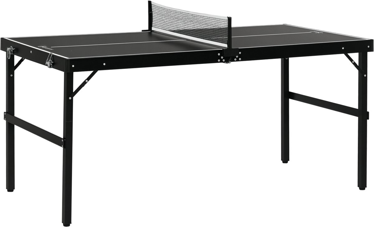 Tafeltennisset - opvouwbaar - met vergrendeling en handgreep - aluminium frame - 152x76x72 cm - zwart