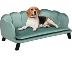 Hondenbank voor middelgrote en grote honden tot 25 kg - stevig hout - gestoffeerd - groen
