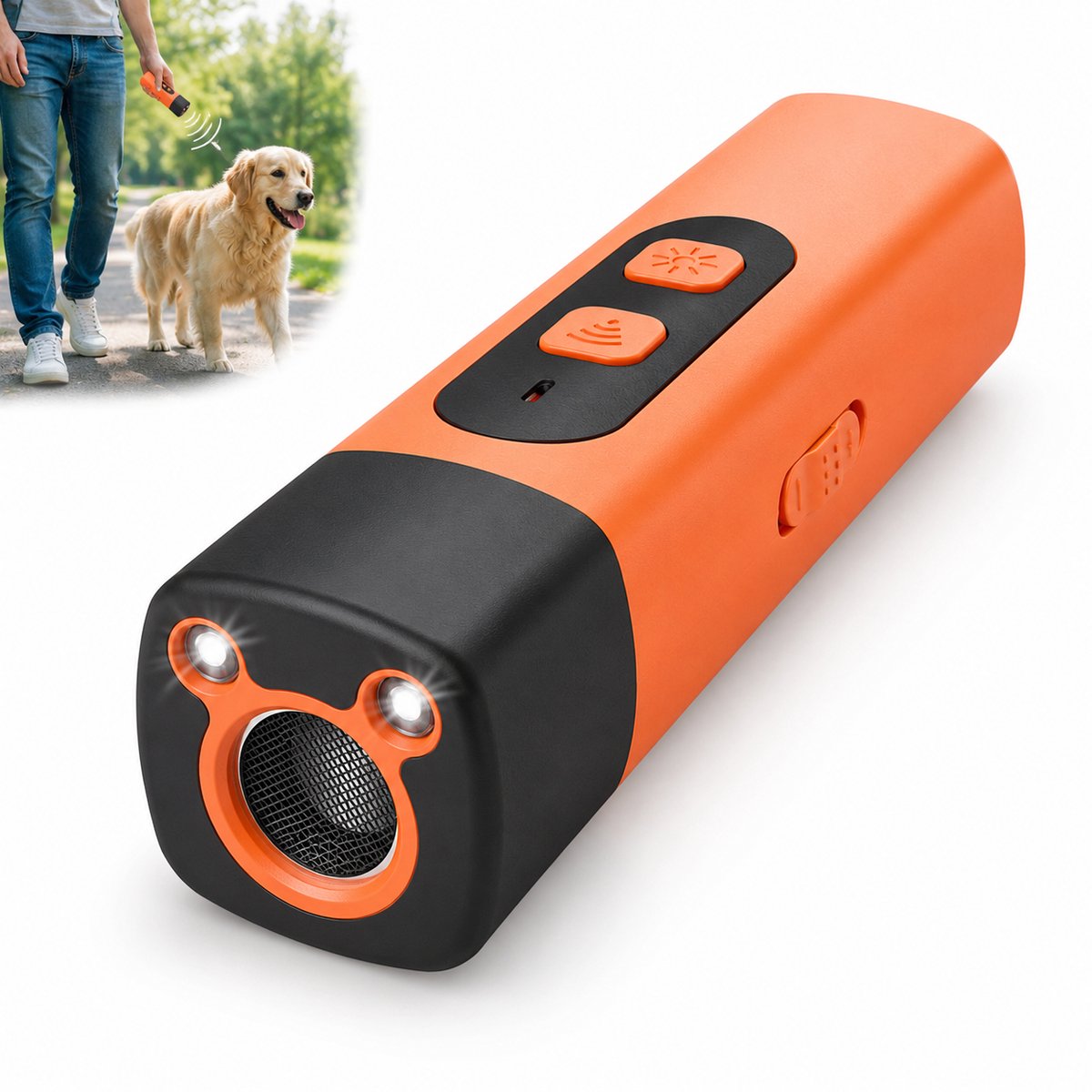 Hondenverjager - Anti-Blafapparaat Voor Honden - Oplaadbare Ultrasone - Led-Zaklamp - 3 Instelbare Frequenties - Voor Binnen En Buiten