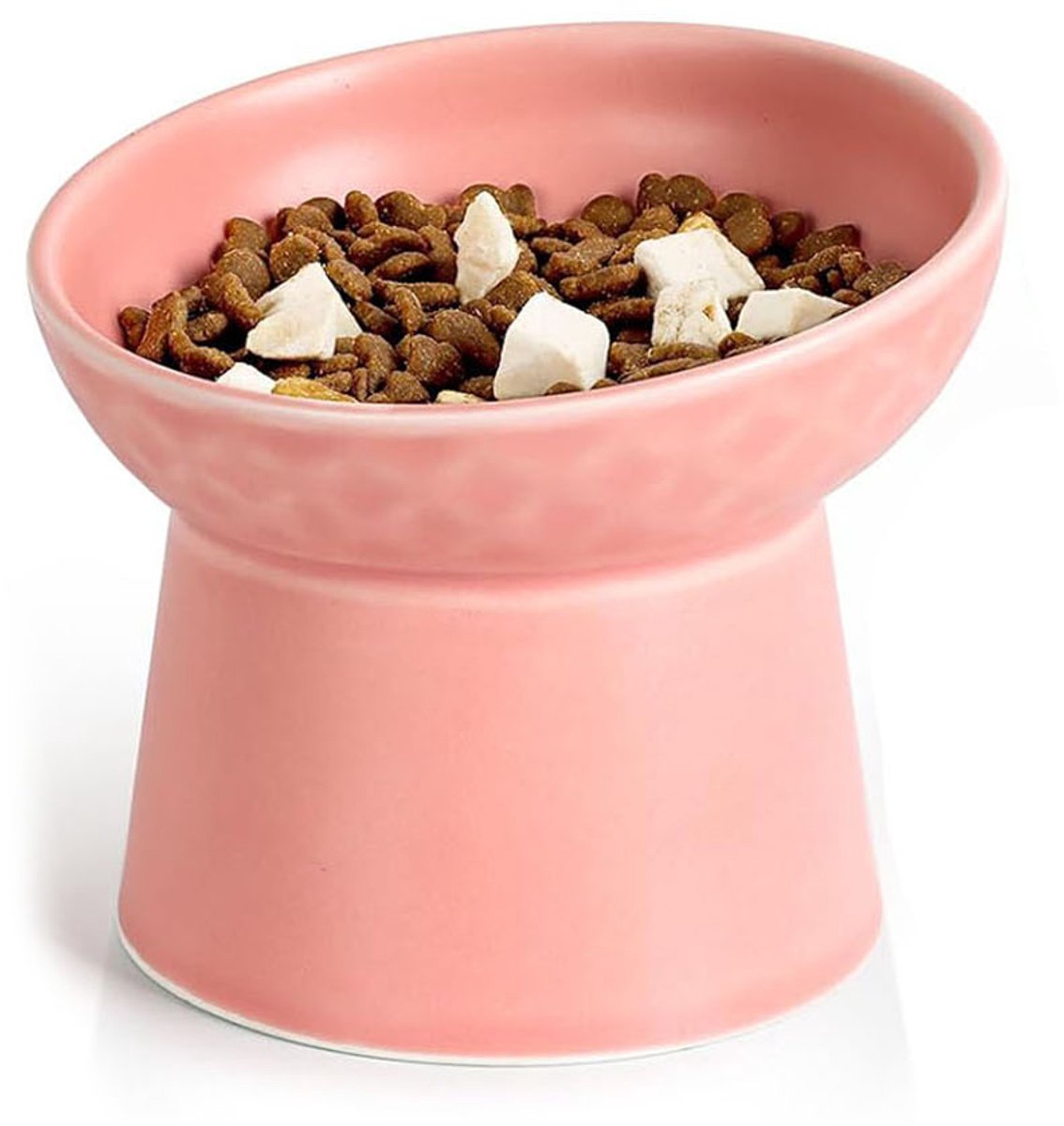 Kattenvoerbak en Waterbak Set - Voerbak - Schuine Verhoogde Voerbak - Keramische Kattenbak - Verhoogde Kattenvoerbak - Ergonomisch Schuin Ontwerp - Geschikt voor Binnenkatten en Kleine Honden - Roze