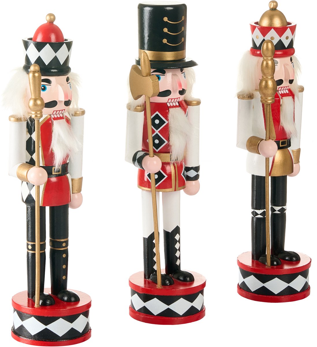 RICKLEAN - Decoratief figuur set van 3 - Wit/Rood - Dennenhout