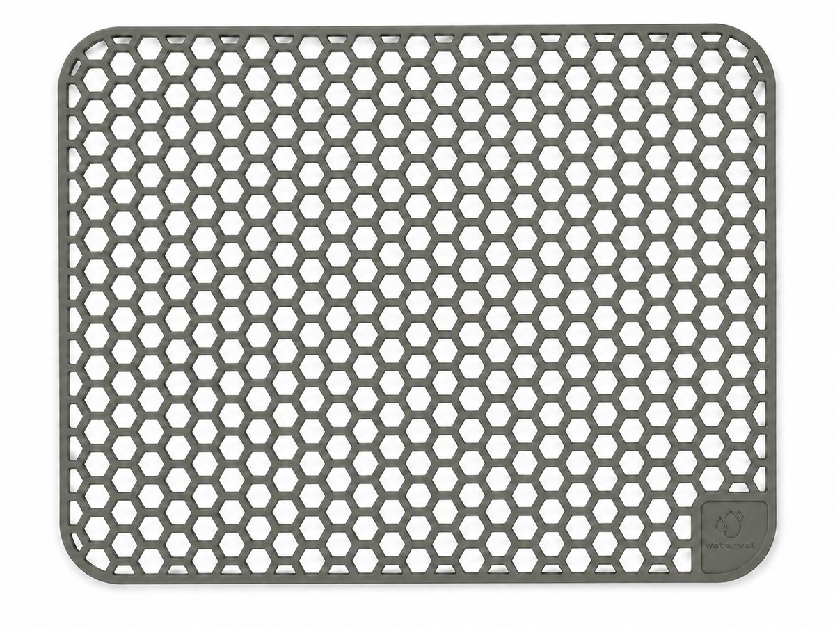 Waterval Gootsteenmat - Siliconen - Gunmetal Grey - 36 x 46 cm - Rechthoekig