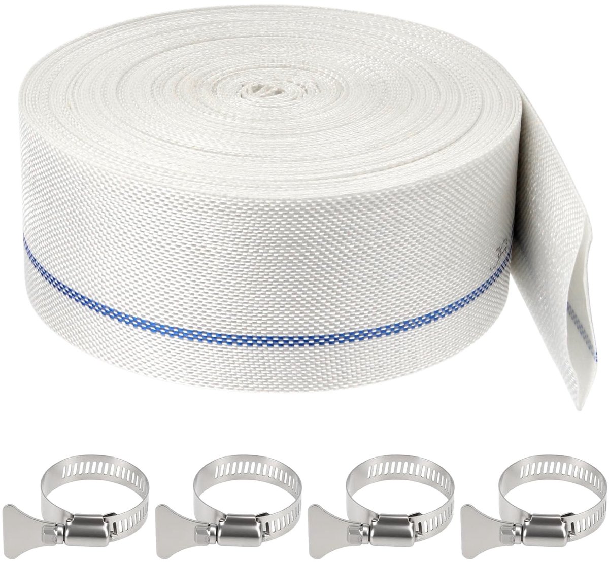 Solidchoice - Platte Slang 20 m met 4 Klemmen voor Tuin en Vuilwaterpompen