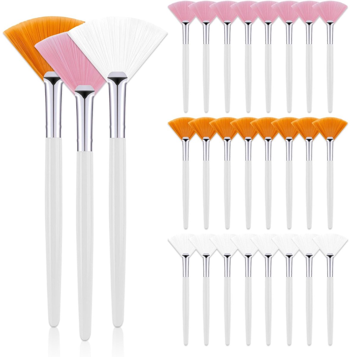Solidchoice - Set van 24 Platte Kop Cosmetische Borstels voor Gezichtsverzorging