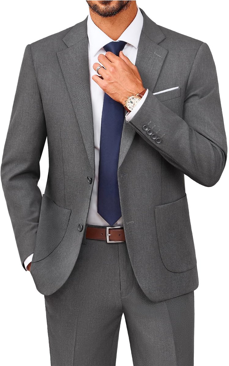 Solidchoice - Slim Fit 2-delig Heren Business Pak met Sportieve Jasje