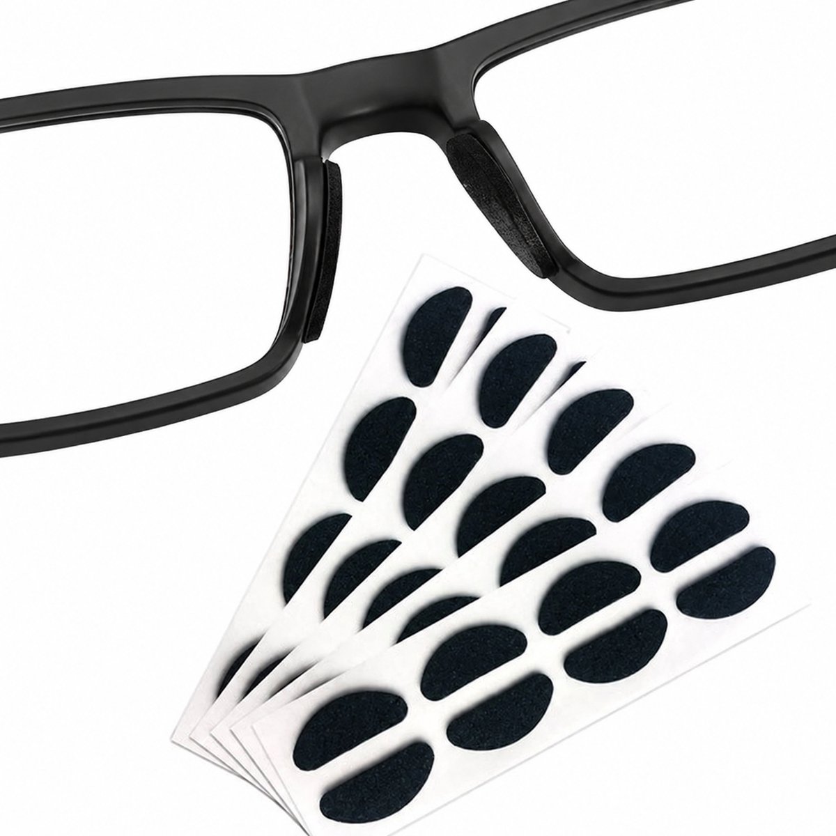 Namajunas brillenneuspads, 20 paar zachte neuspads voor brillen, geschikt voor zonnebrillen, leesbrillen, sportbrillen, antislip brillenneuspads (D-vorm / 19 x 8 mm) (zwart)