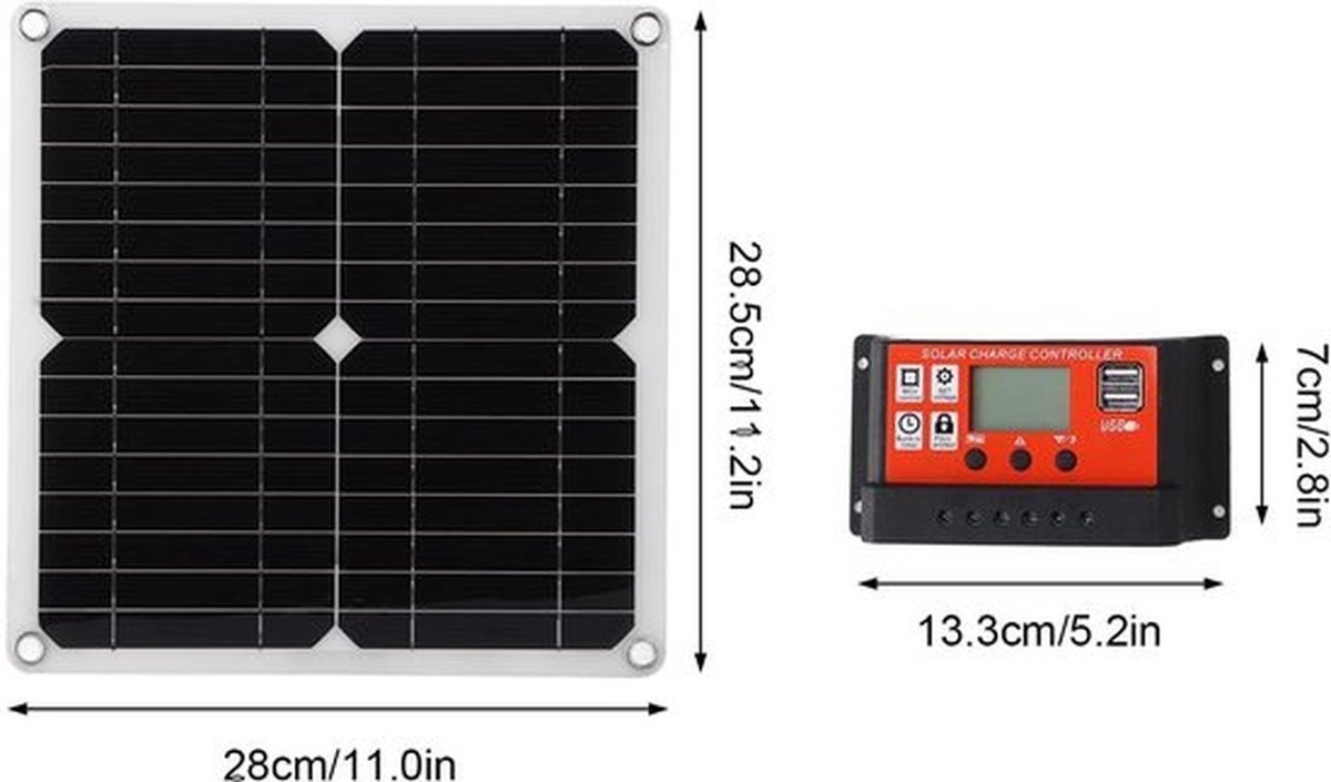 - Zonnepaneel Controller-kit - Dubbele USB DC-uitgang - 100A-regulator - Oranje - Zonnecellen Batterij Oplader - Geschikt voor Off-grid Systemen
