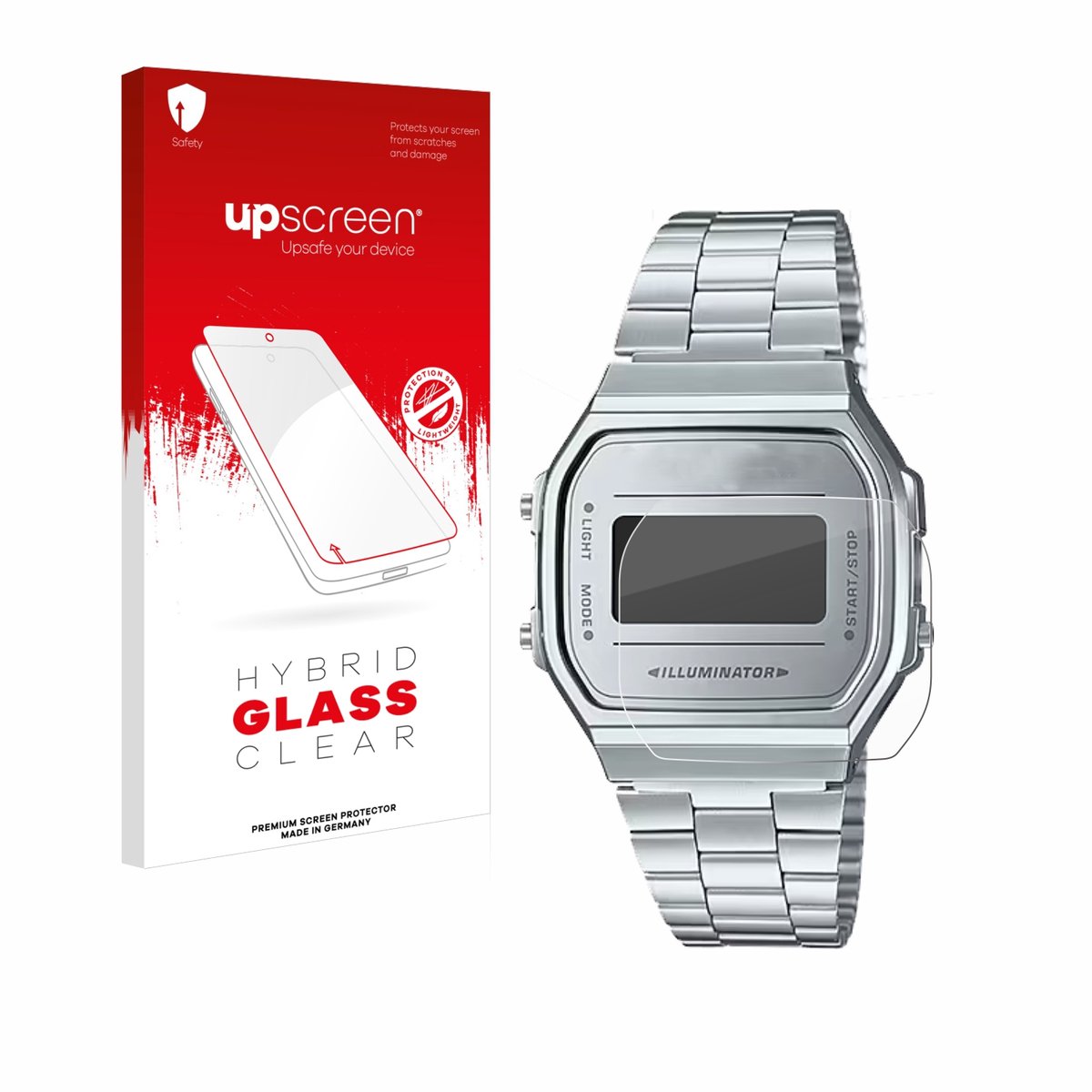 upscreen - Screenprotector voor Casio A168WEM-7EF - Folie Beschermfolie Beschermglas transparant