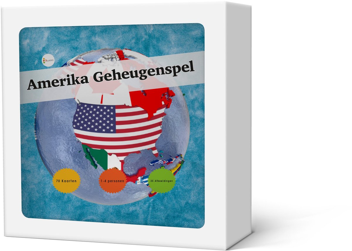Geheugenspel Amerikaanse Landen - Kaartspel 70 kaarten - gedrukt op karton