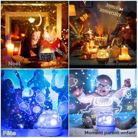 Sterrenprojectie nachtlampje voor kinderen, LED sterrenprojector nachtlampje met 360° rotatie en 6 projectiefilms, baby nachtprojector — afbeelding 3