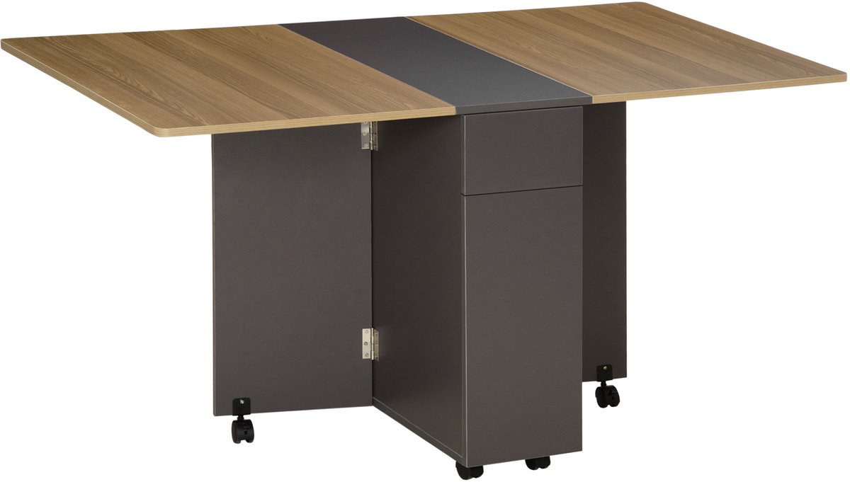HOMCOM opklapbare eettafel - spaanplaat - 140x76x74cm - grijs