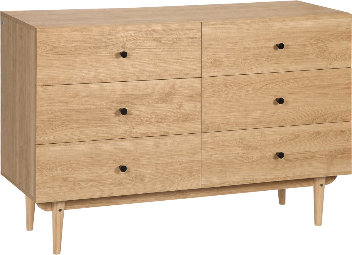 Commode met 6 laden - commode van massief hout - 120 x 40 x 80 cm - houtkleur