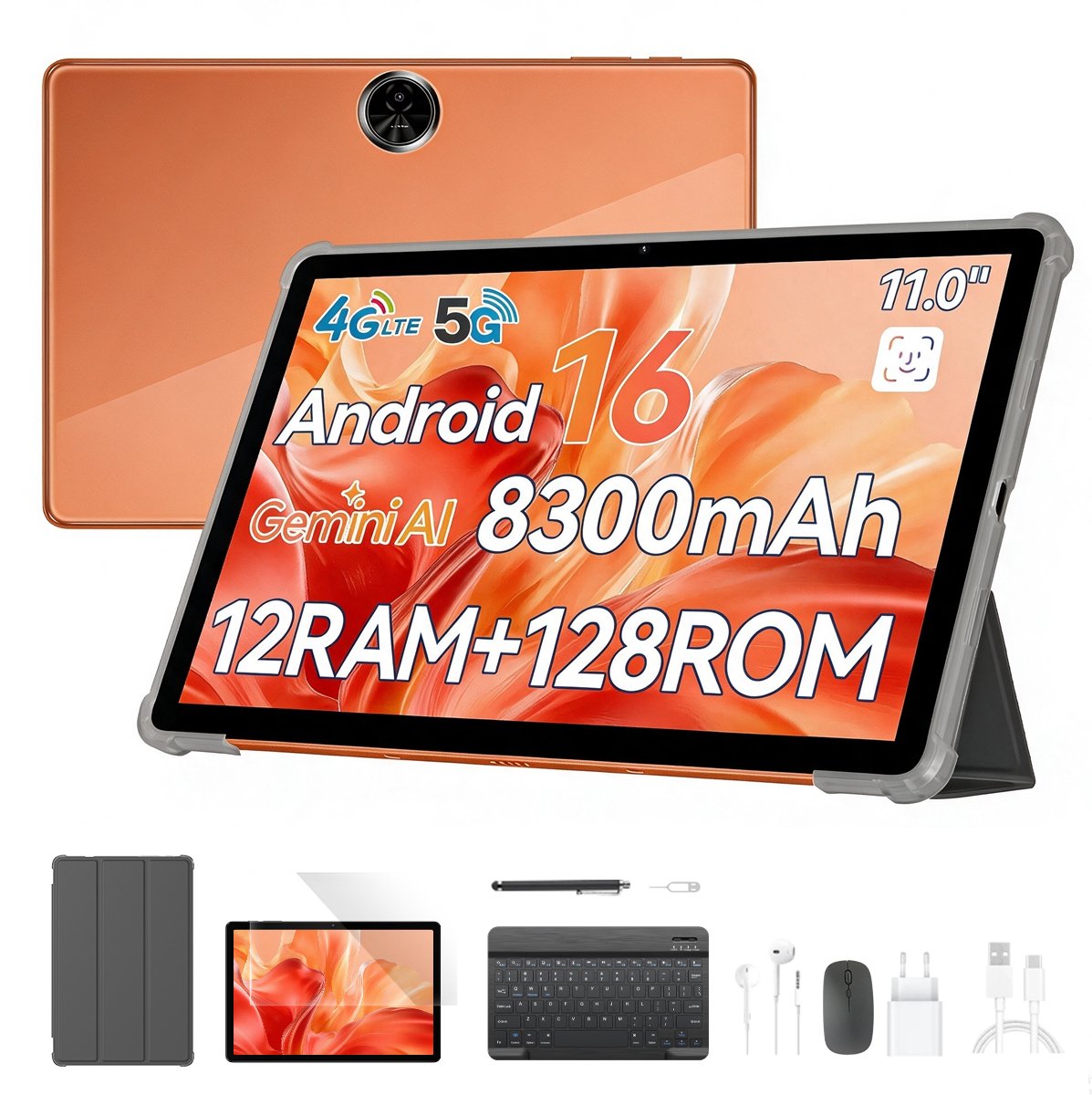 Blackview ZENO5 - Tablet - 11 inch - 12GB RAM - 128GB ROM- 8300mAh- Android 16 - Oranje