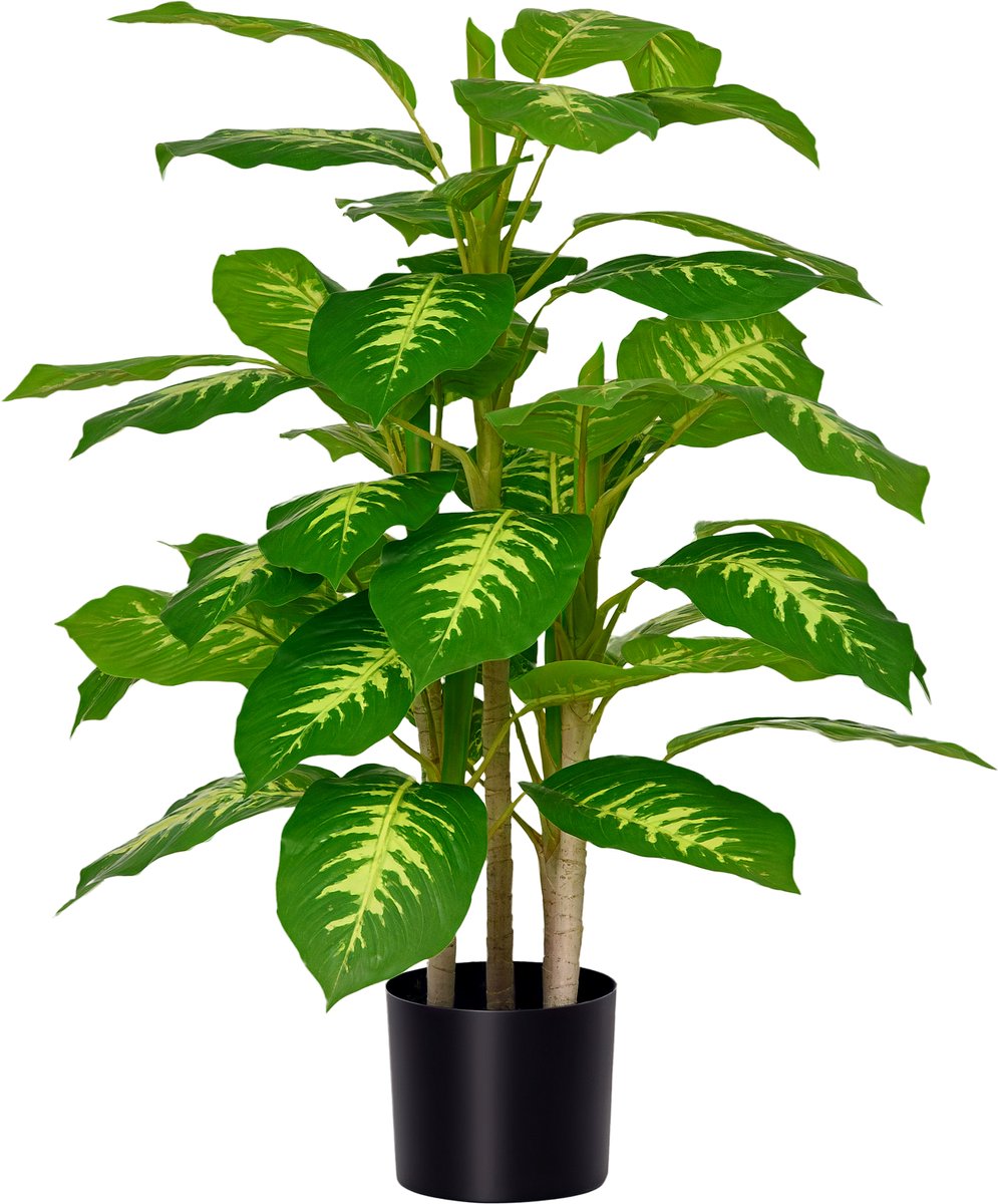 Kunst-pauwplant (95 cm) in pot – betonlook pot – voor binnen