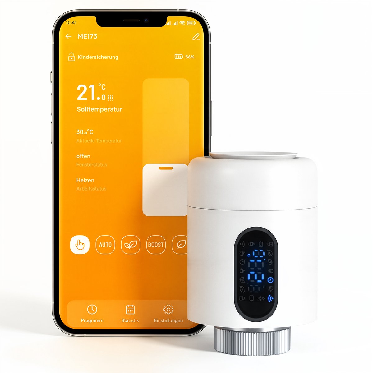 Slimme Thermostaatkraan voor Radiator – WiFi, App en 6 Modi – Wit – 1 stuk