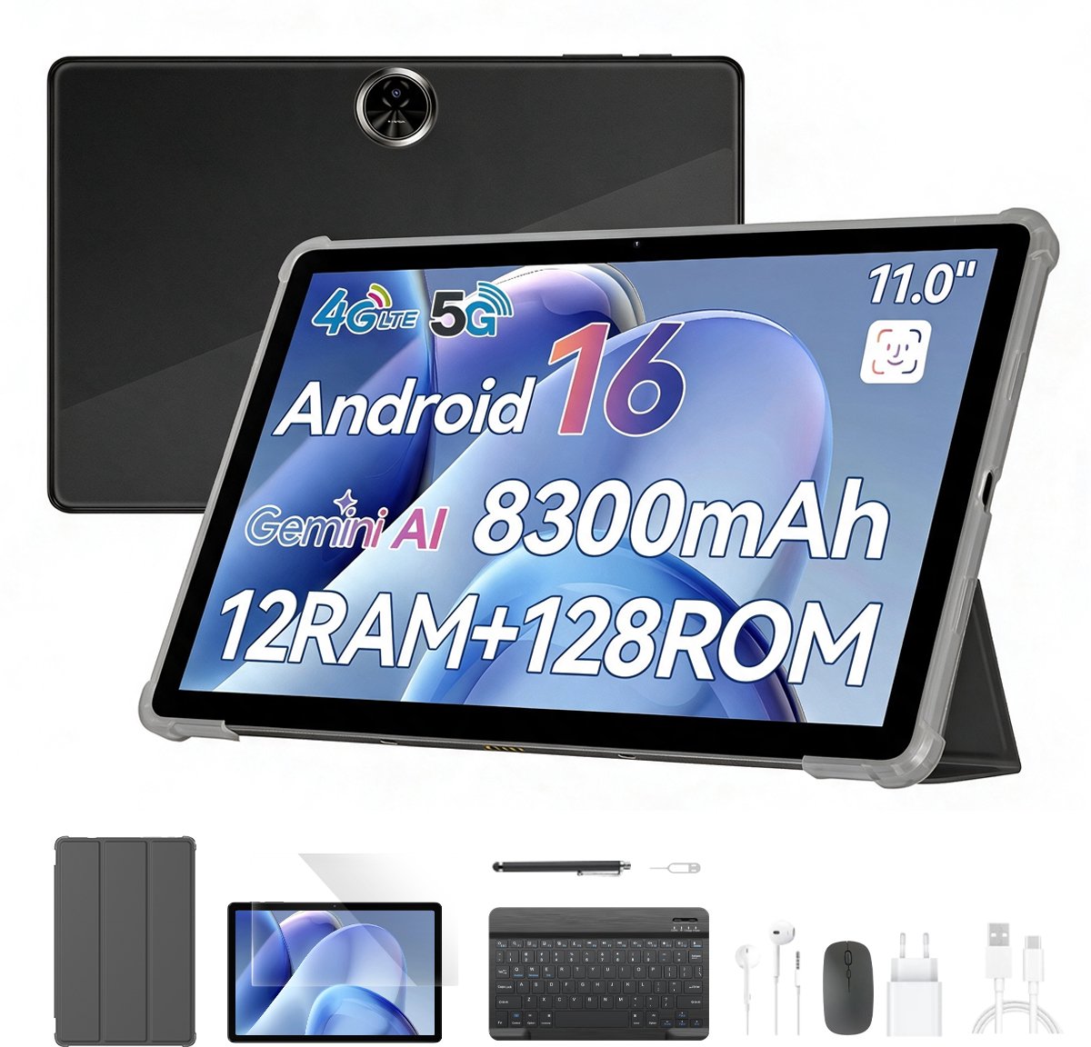 Blackview ZENO5 - Tablet - 11 inch - 12GB RAM - 128GB ROM- 8300mAh- Android 16 - Zwart