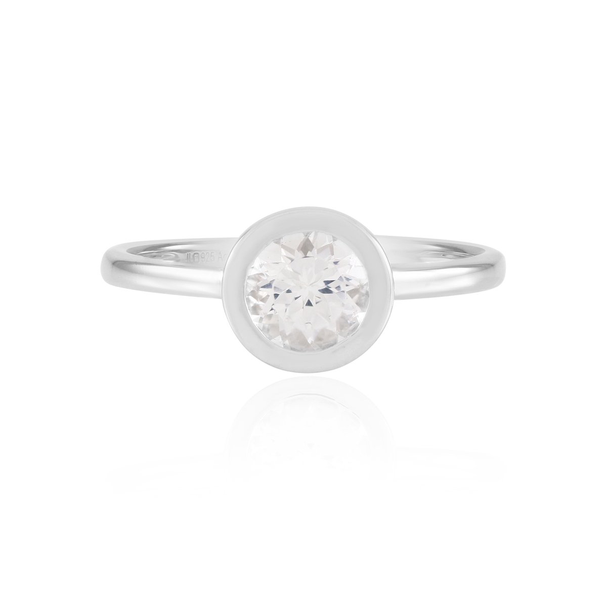 Cavill - Ring 925 Sterling Zilver met Platina Coating - Mexicaanse Danburiet 0,785 ct - Ronde Edelsteen - Handgemaakte Tijdloze Sieraden