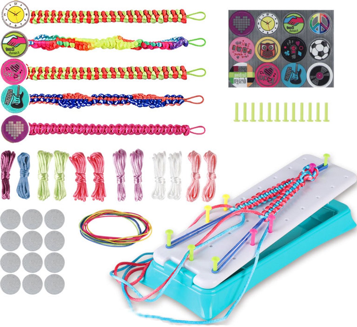 Armbandenmaakset – Set voor handgemaakte koordarmbanden voor kinderen – Doe-het-zelf kralenarmbandenset – Vriendschapsarmbandenset – Geschikt voor meisjes van 8–12 jaar – Blauw