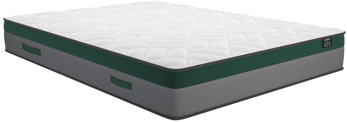 Vente-unique Set matras en lattenbodem 180 x 200 cm - Matras met bedframe en stoffen bekleding - Pocketveren dikte 22 cm - YSMÉE PRESTIGE