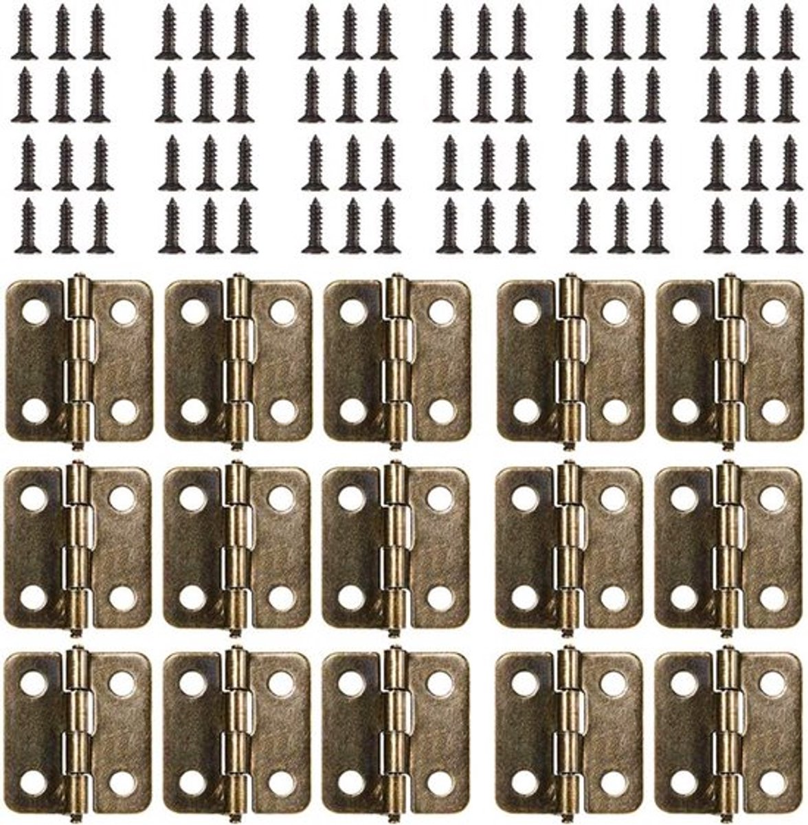 Mini Scharnieren - Kleine 50pcs voor Kast - Lade - Deur - Kist - Verbindingen - 200 8mm Schroeven - Messing Hinge Vervangingsschroeven - Metalen Scharnier voor Houten Sieradenbox