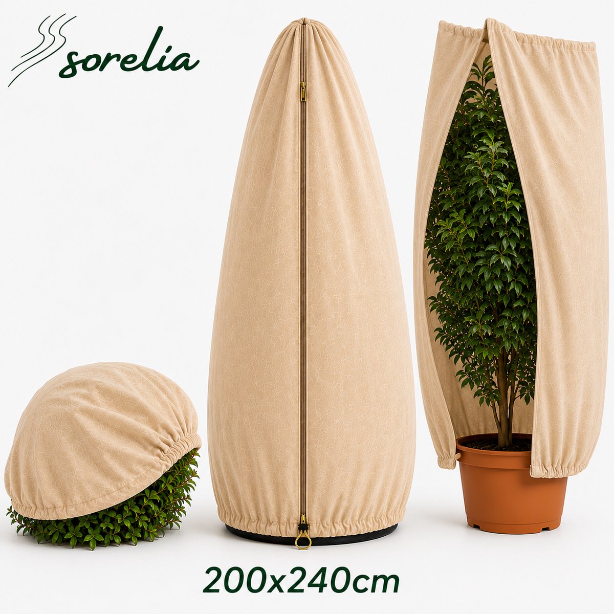 Plantenhoes - Plantbescherming – Vliesdoek tegen vorst - Antivries - Vorstbescherming plant - UV bescherming - Met Rits en Aantrekkoord - 200x240 cm