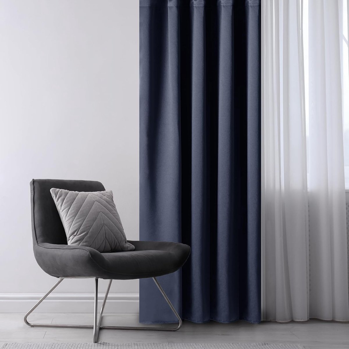 Verduisteringsgordijn - Blauw - 140 x 175 cm - Polyester Oogjesgordijn - Voor Raamdecoratie