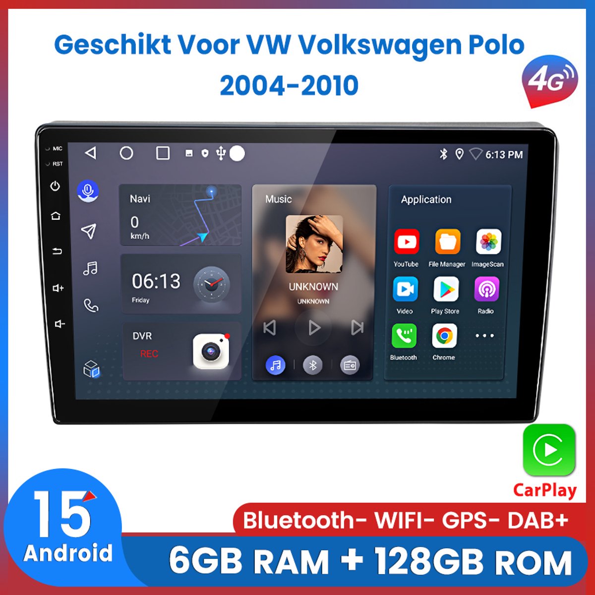 Awesafe Autoradio 6GB+128GB met Carplay en Android auto - Geschikt Voor VW Volkswagen Polo 2004 t/m 2010 - Radio scherm met Navigatie GPS - 8 Kern V1PRO Versie - Draadloos Apple Carplay & Android Auto - 2004 2005 2006 2007 2008 2009 2010