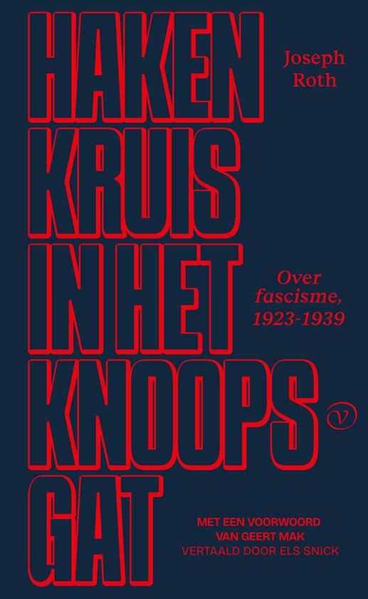 Boek met de titel HAKEN KRUIS IN HET KNOOPS GAT in rode letters op een blauwe achtergrond.