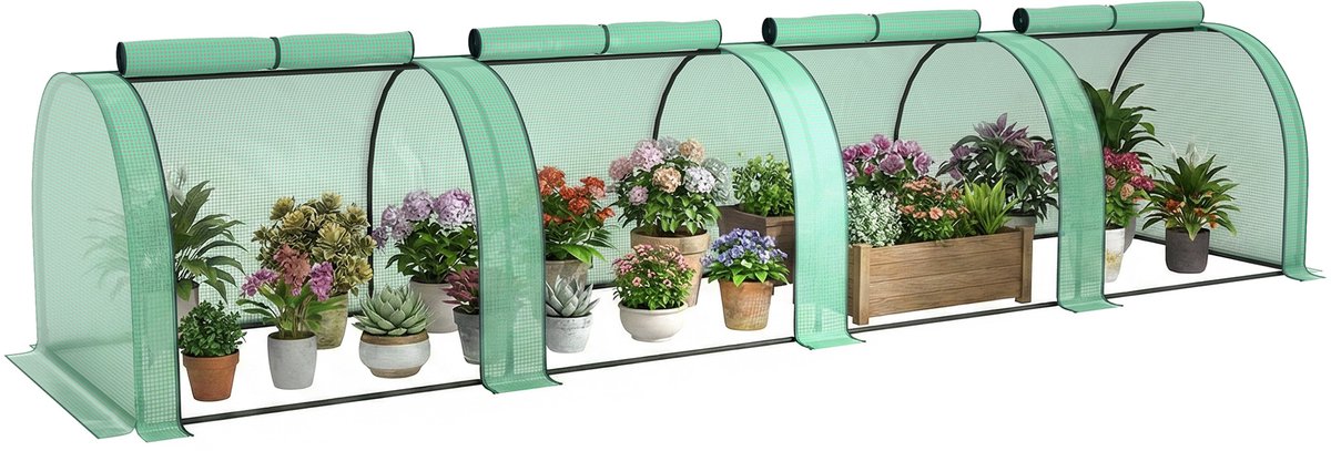 Outsunny Mini Kas - PE - 395x100x80cm - Groen