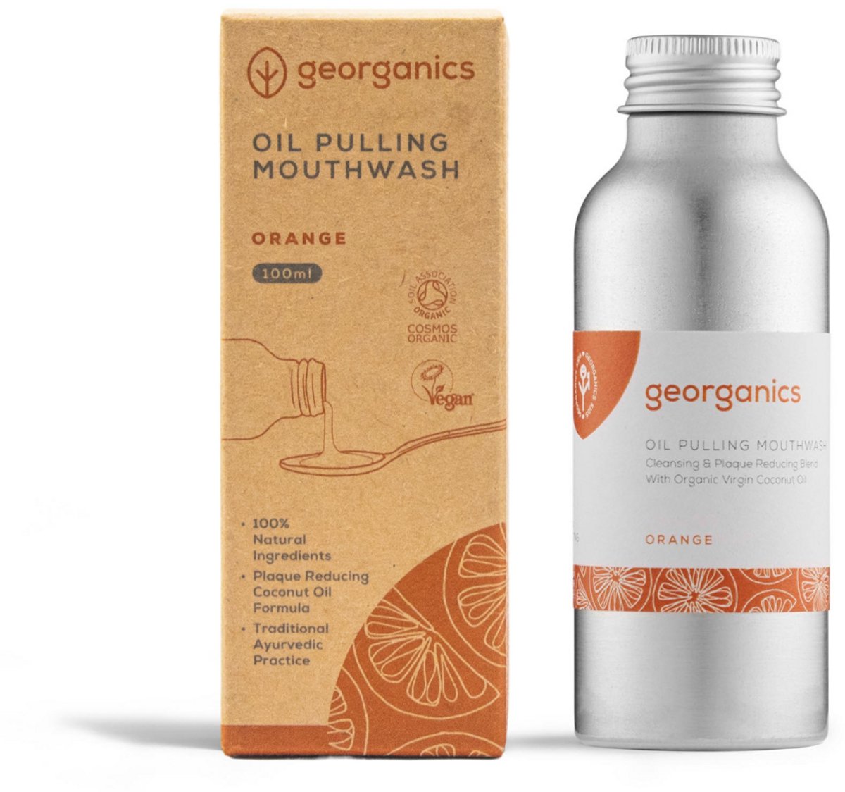 Georganics Oilpulling Mouthwash - Orange - Natuurlijk Mondwater - Fluoridevrij - 100ml