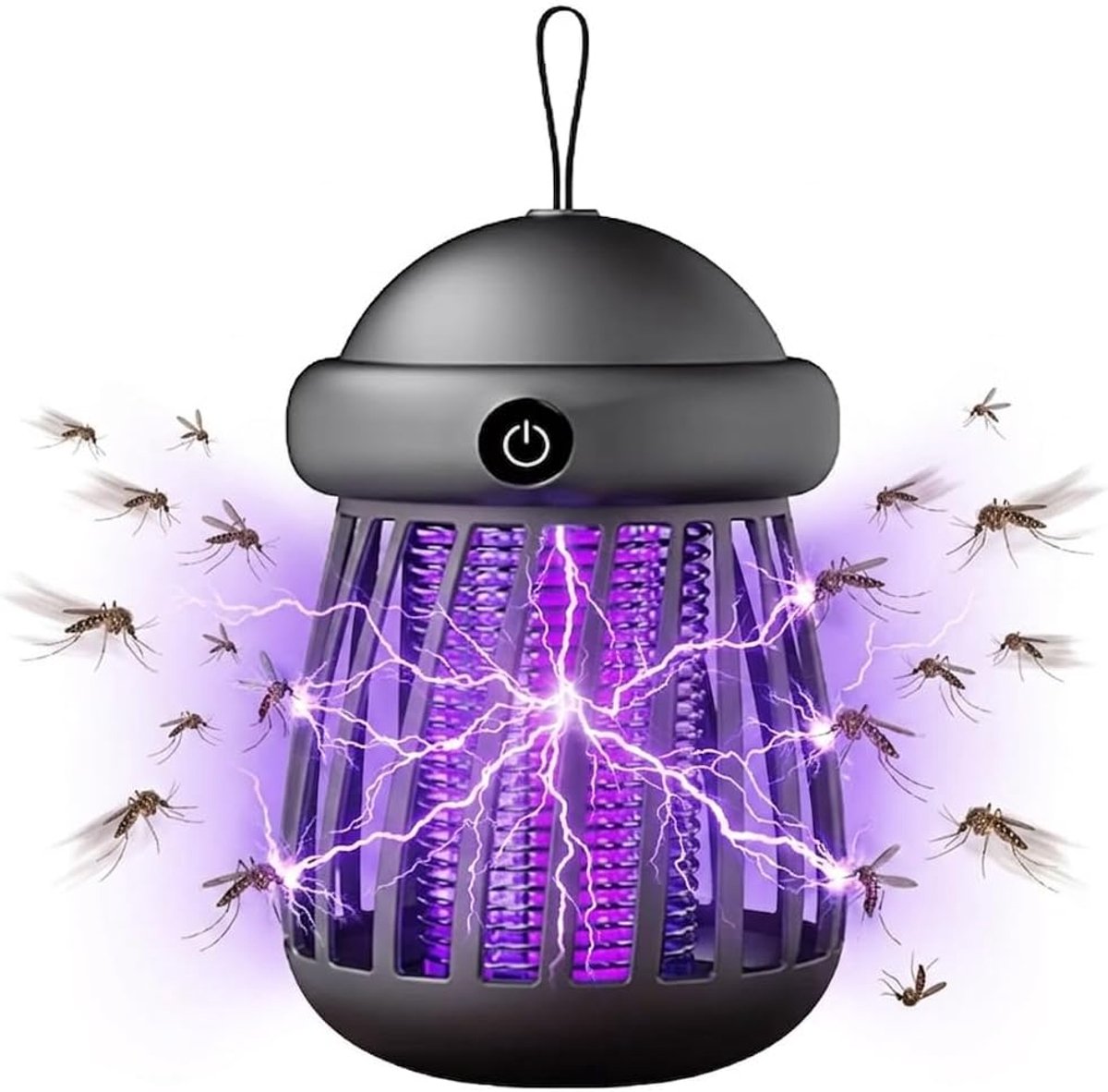 Elektrische insectenverdelger met USB-opladen – UV muggenlamp met veiligheidsrooster – draagbare insectenvanger voor binnen en camping – Grijs