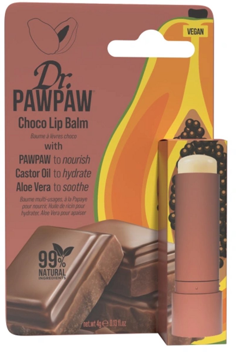 Dr PawPaw Choco Lip Balm Twist Up / Klassieke lippenbalsem met een zoet-bittere chocoladegeur 4 g