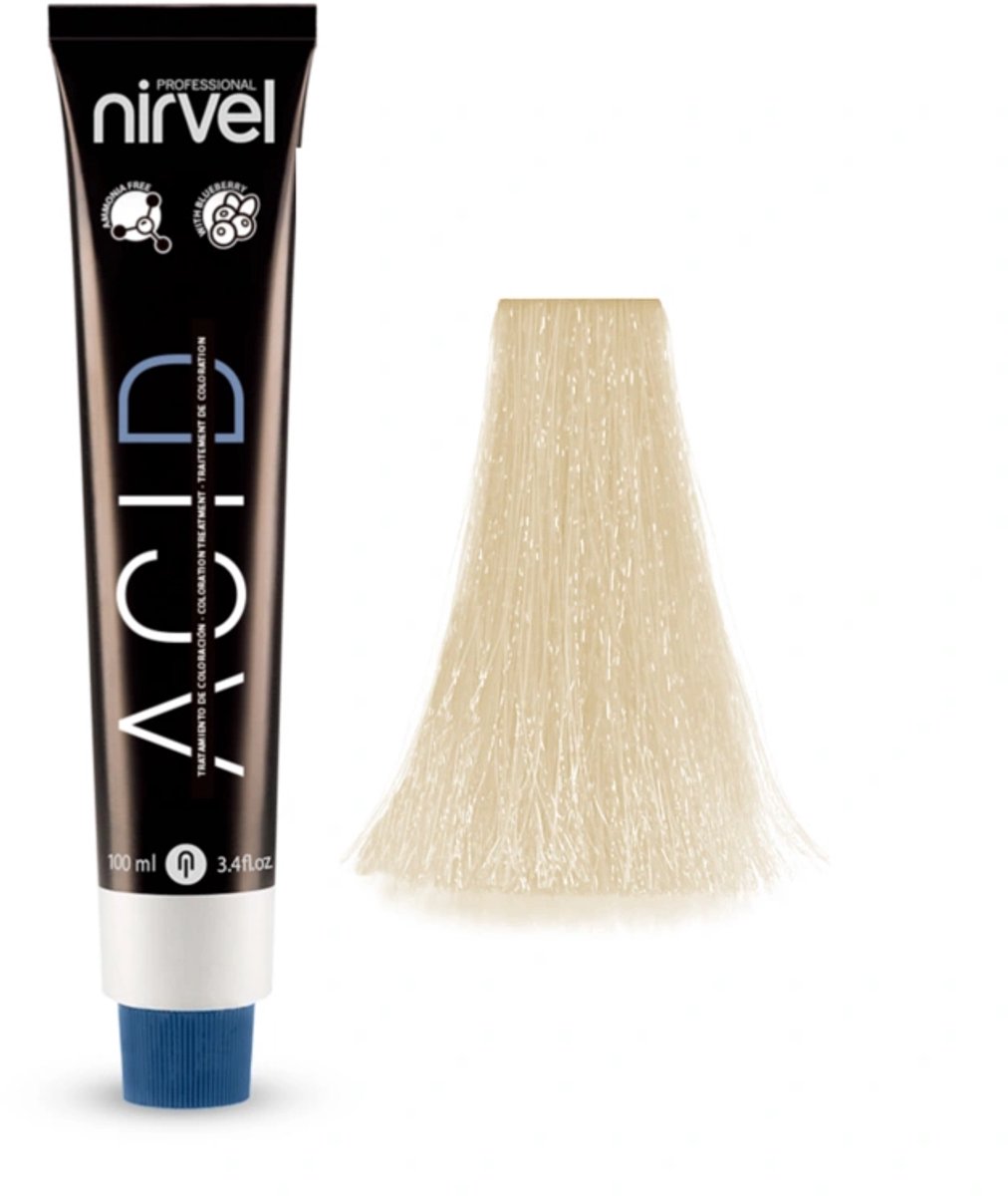 Nirvel ACID LIGHT NATURAL 10/0 / Professionele haarkleuring met zure pH-waarde voor zeer licht neutraal blond 100 ml