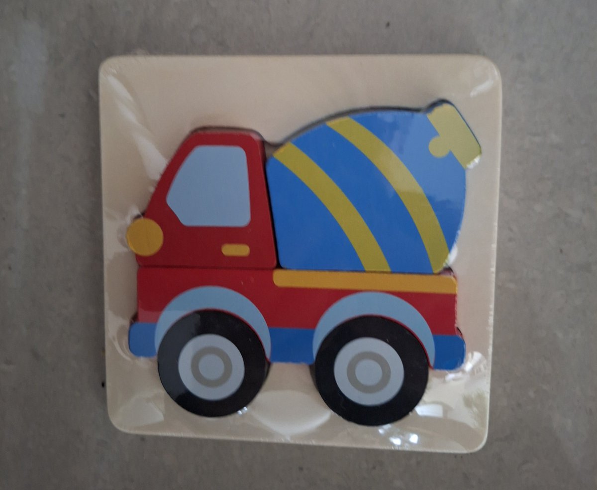 Playtive Junior Houten Legpuzzel / Inlegpuzzel- 1 tot 3 Jaar / Cementauto