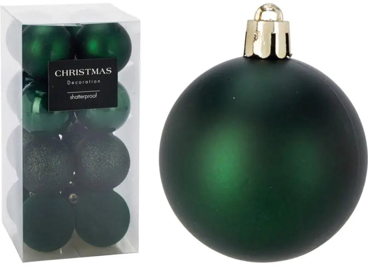Kerstballen Set Onbreekbaar Groen 6 cm 16 stuks - Kerstdecoratie