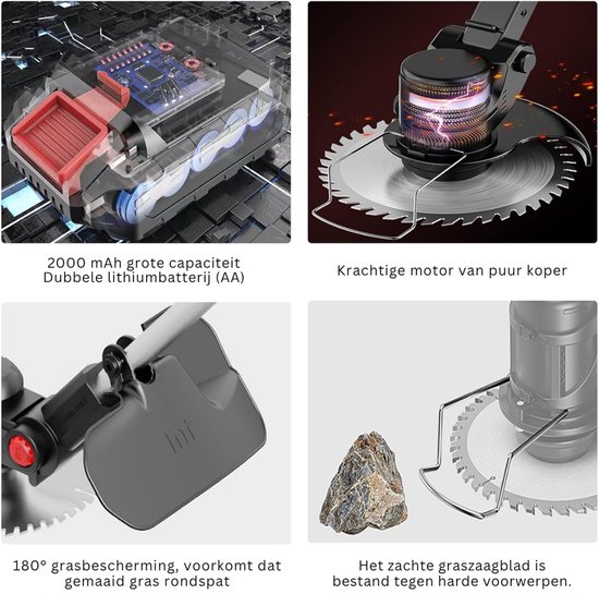 DYVNS® Elektrische Onkruidborstel - Voegenreiniger - Voegenborstel - Onkruidverwijderaar - 2 Accu's - 16 Messen — afbeelding 4