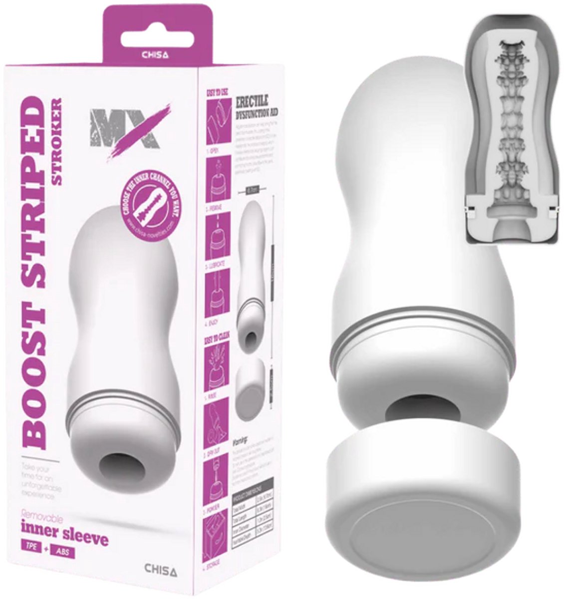 Chisa - Boost Striped - Stroker Masturbator - Wit