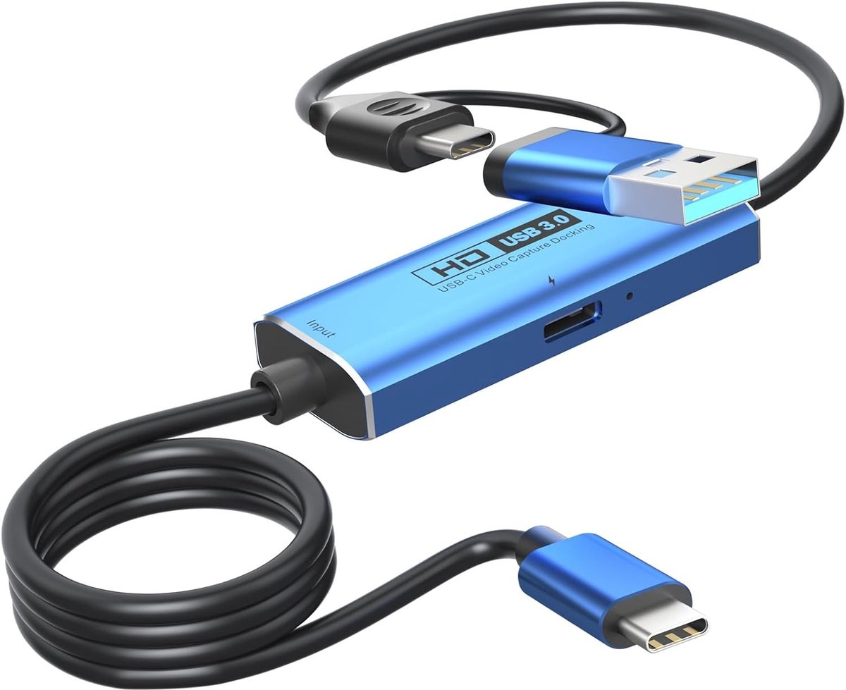 Capture card 4k - Type C/M+PD3.0 naar Type C/M+USB3.0/M - Video capture adapter - Voor livestreaming en videogames