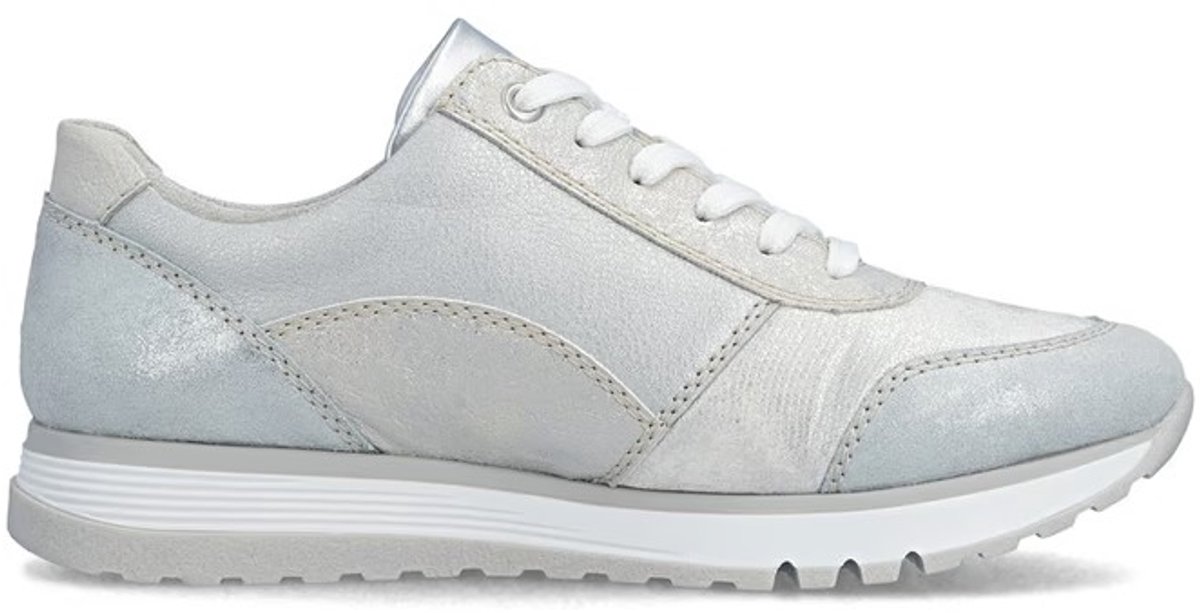 Rieker Antistress 49003-91 leren sneakers veters en rits Extra wijd uitneembare zool zilver/platina maat 40